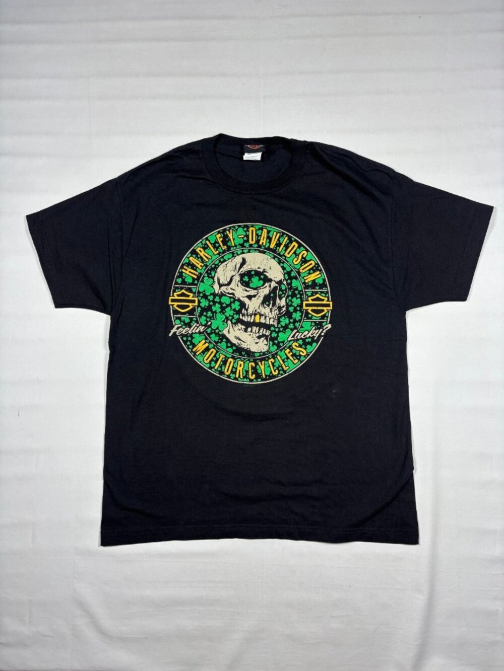 Harley Davidson Mens Sun HD Denver Colorado St Patricks Day Skull Shirt Size L